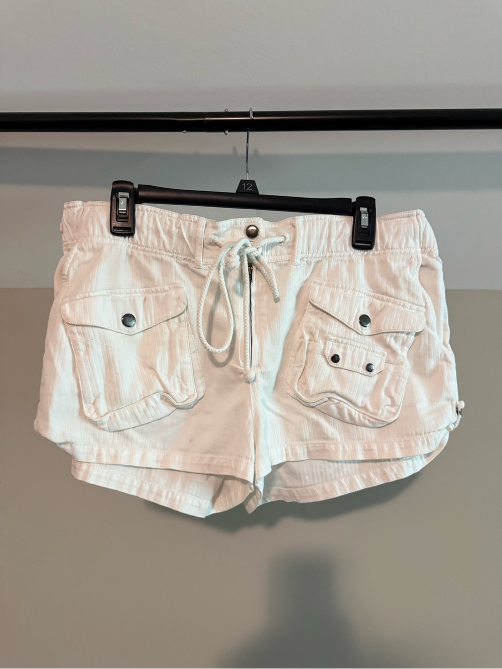 Free People White Waimea Slouchy Drawstring Cargo Shorts